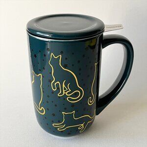 DAVIDs TEA Nordic Cat Lovers Starry Night Color Changing Mug Infuser Lid 16oz